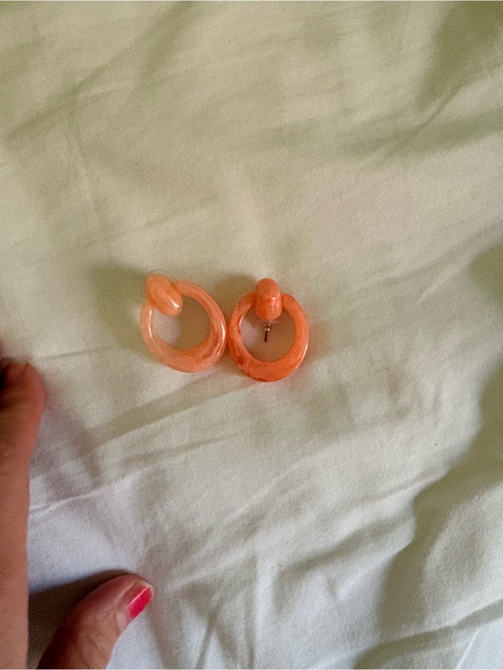 Peach Acrylic Hoop Stud Earrings